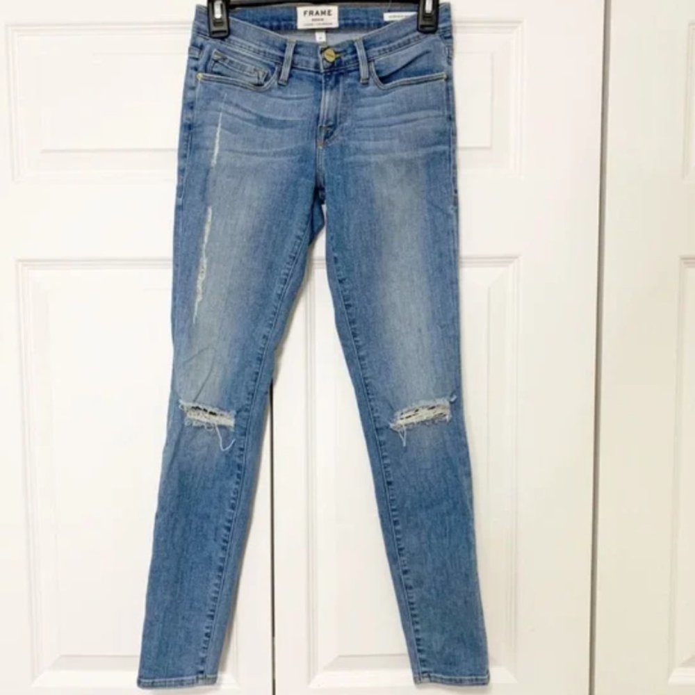 FRAME Le Skinny De Jeanne Miramonte Distressed Jeans Size 24